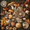 No. 02 – Woodland Mushrooms & Botanicals collection, square design by SubliLux