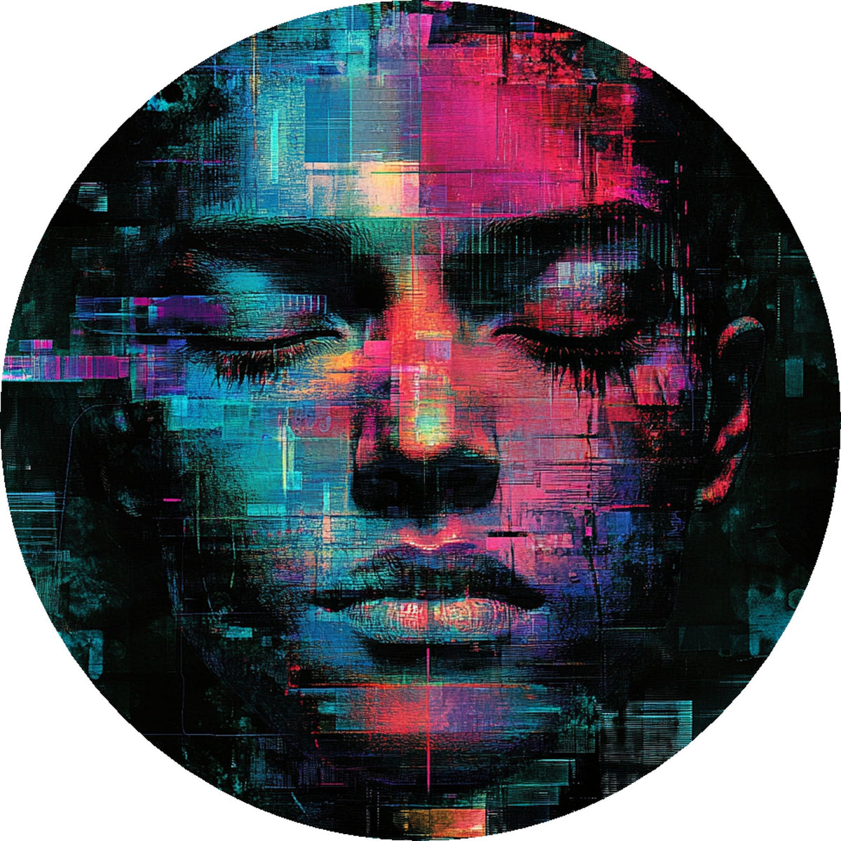 N. 04 – AI Glitch Art, tondo