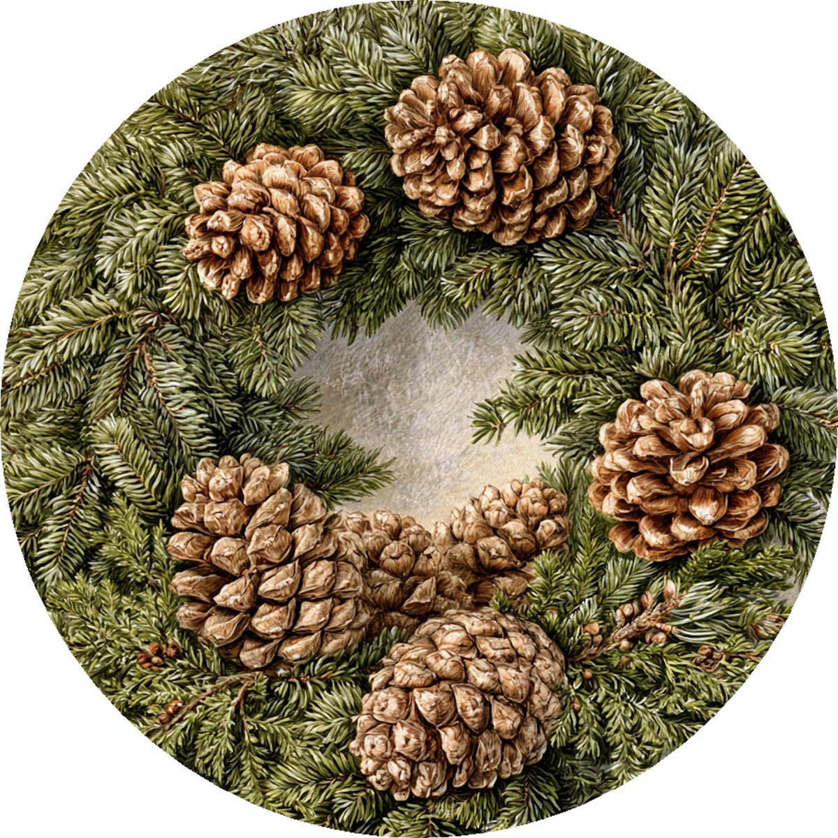 Abete e pigne – Natale, tondo