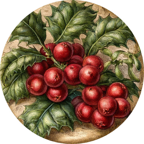 Agrifoglio e vischio – Natale, tondo