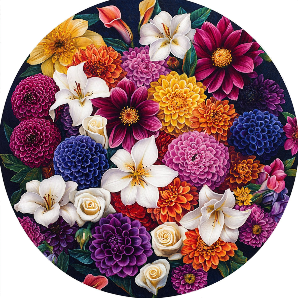Dalie calle gigli – Fiori, tondo